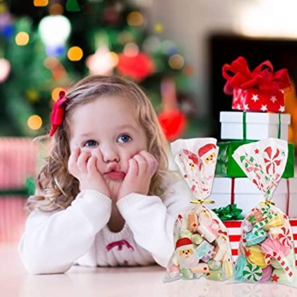 Tomnk 160 Pieces Christmas Cellophane Bags NEW - Picture 3 of 11